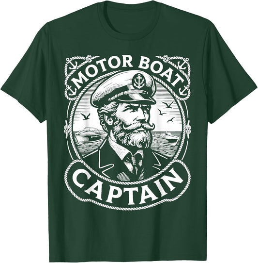 Funny Motor Boat Captain Vintage Retro T-Shirt - T-Shirt | Forest