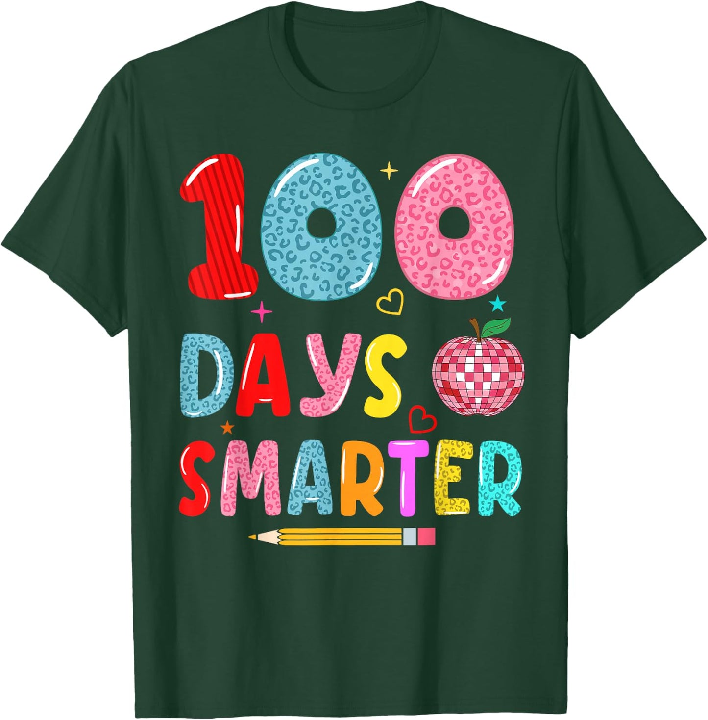 100 days Smarter leopard 100th Day Of school girls boys T-Shirt - T-Shirt | Forest