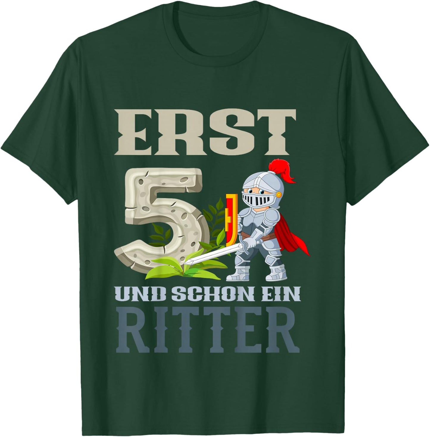 Children's 5th Birthday with Knight Design T-Shirt - T-Shirt | Forest
