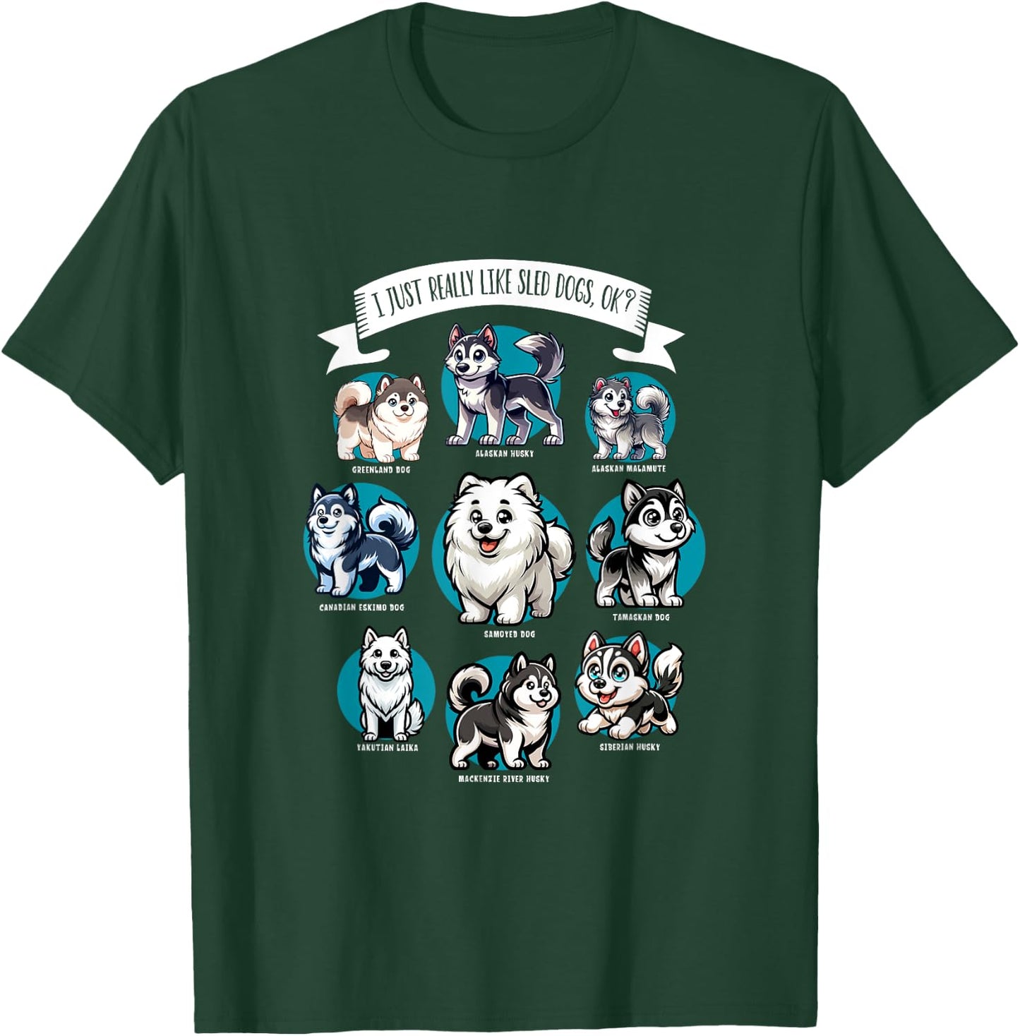 Various Sled Dog Breeds Women Girls Kids T-Shirt - T-Shirt | Forest