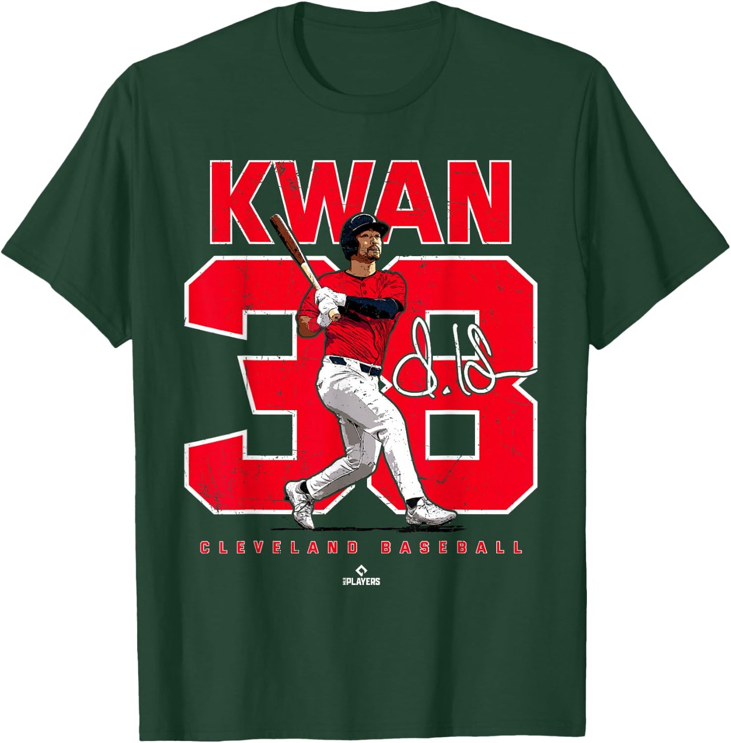 Number and Portrait Steven Kwan Cleveland MLBPA T-Shirt - T-Shirt | Forest