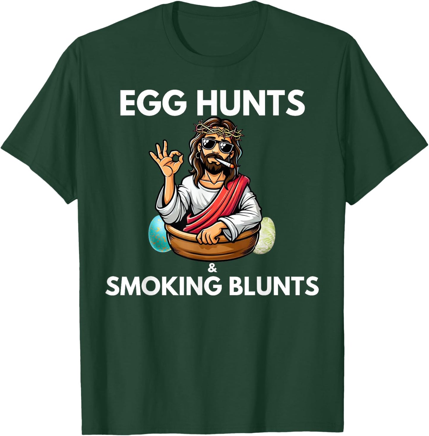 Easter 420 2025 Blunt Stoner Cannabis Weed Design -Adults Black Small Short Sleeve Modern Novelty Humor Gift T-Shirt - T-Shirt | Forest