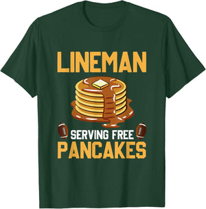 Football Lineman Serving Pancakes Daily Offensive Lineman T-Shirt - T-Shirt | Forest