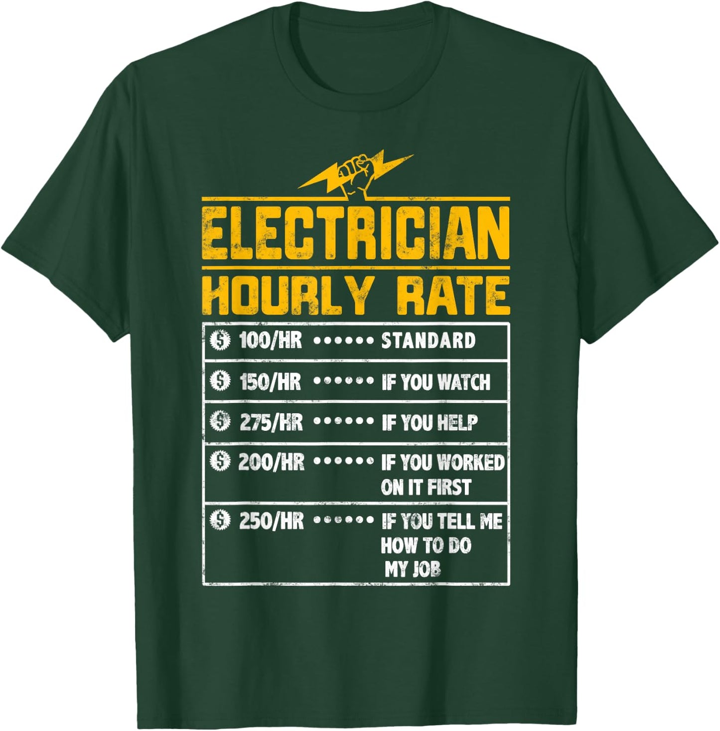 Electrician funny hourly rate Gift Electrician Dad T-Shirt - T-Shirt | Forest