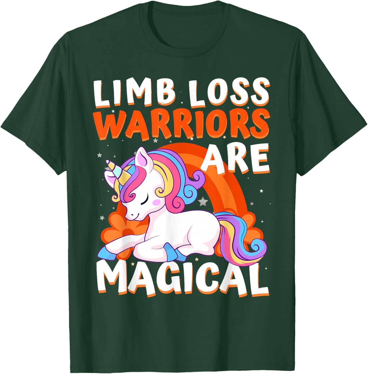 Warriors Are Magical Limb Loss Awareness Ribbon Unicorn T-Shirt - T-Shirt | Forest