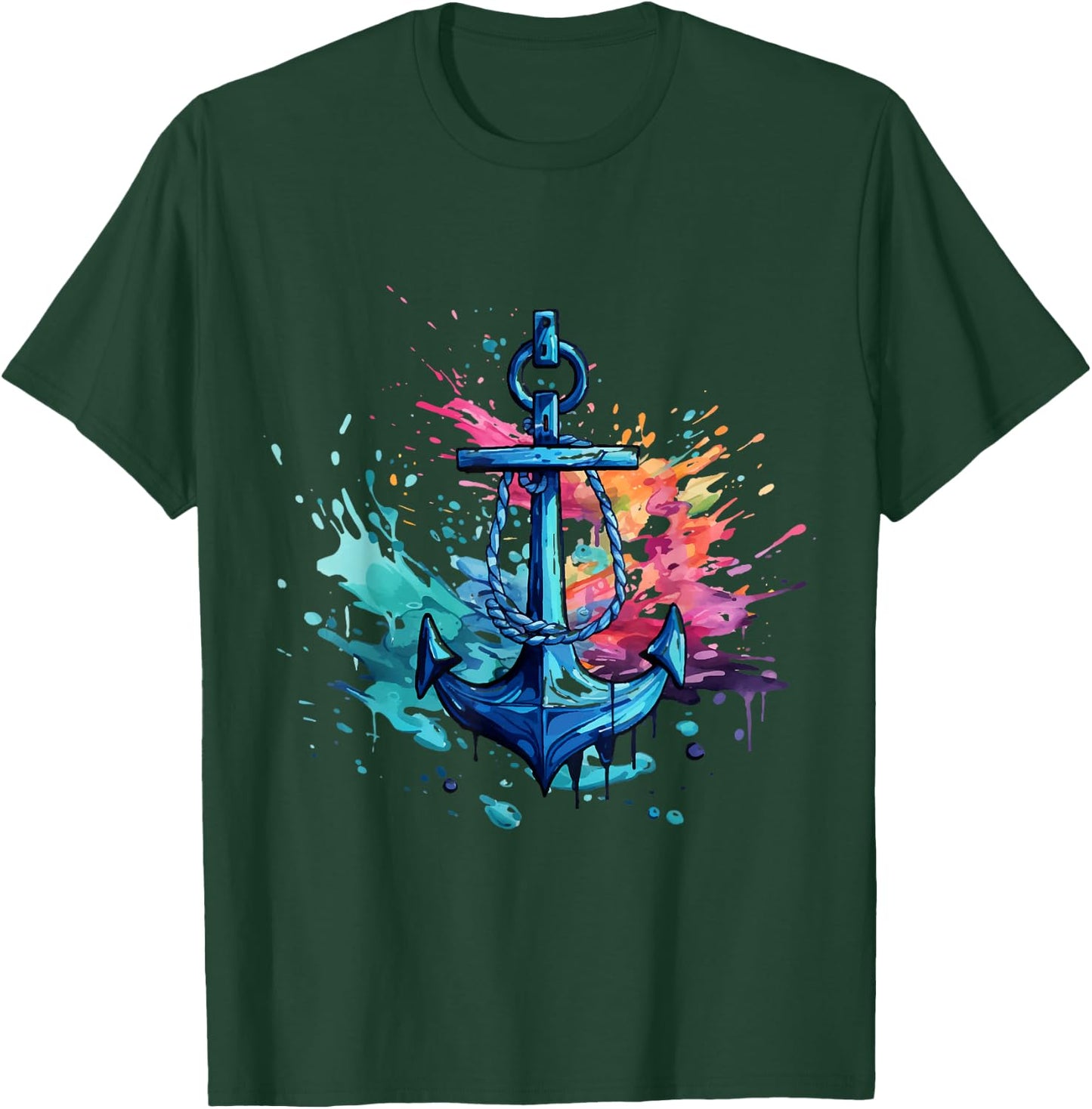 Anchor Sailor and Captain Design Motorboat Sailing , Black, S T-Shirt - T-Shirt | Forest