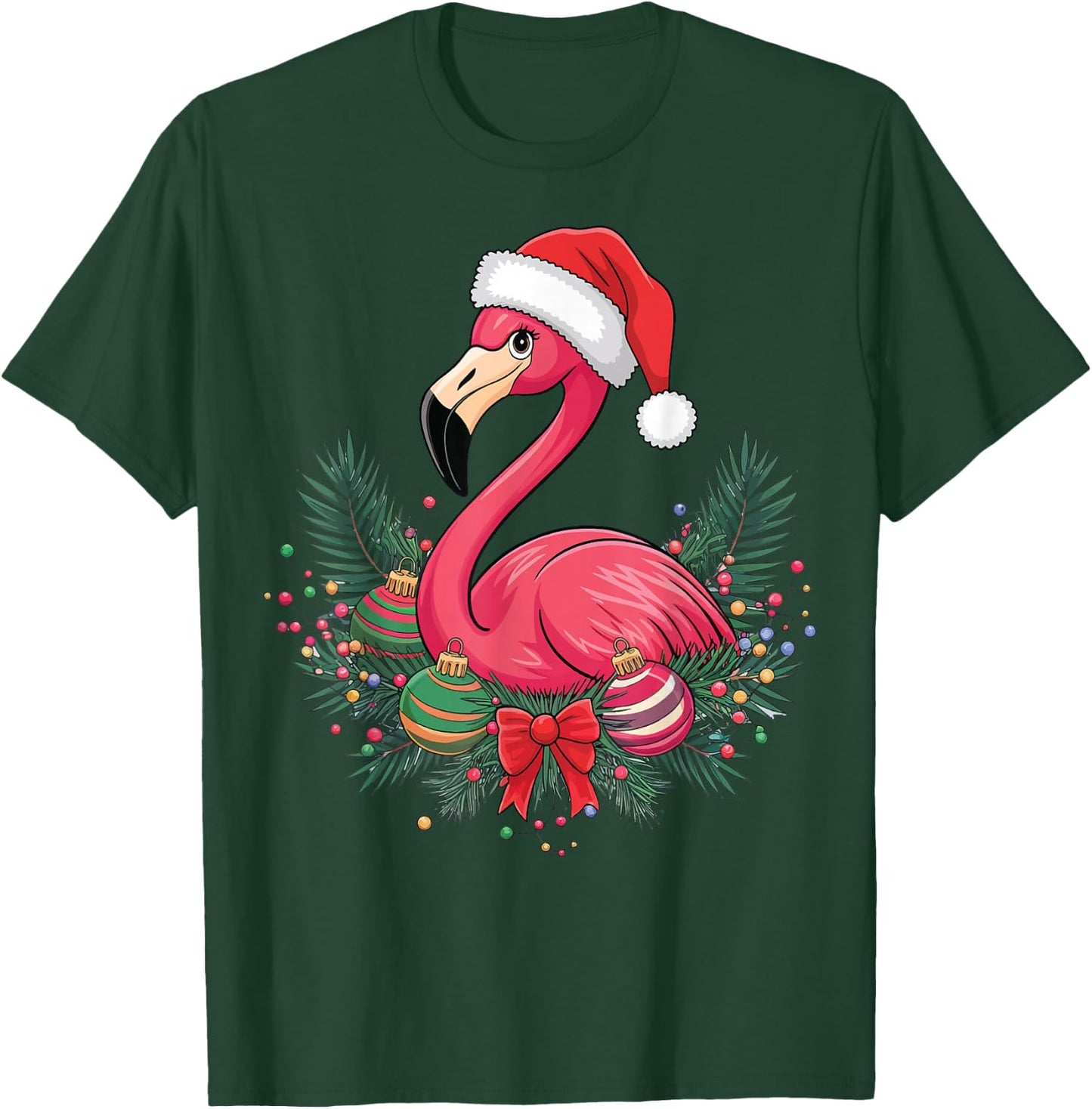Christmas Flamingo Winter T-Shirt - T-Shirt | Forest