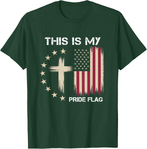 This is My Pride Flag Christian Patriotic American Flag T-Shirt - T-Shirt | Forest