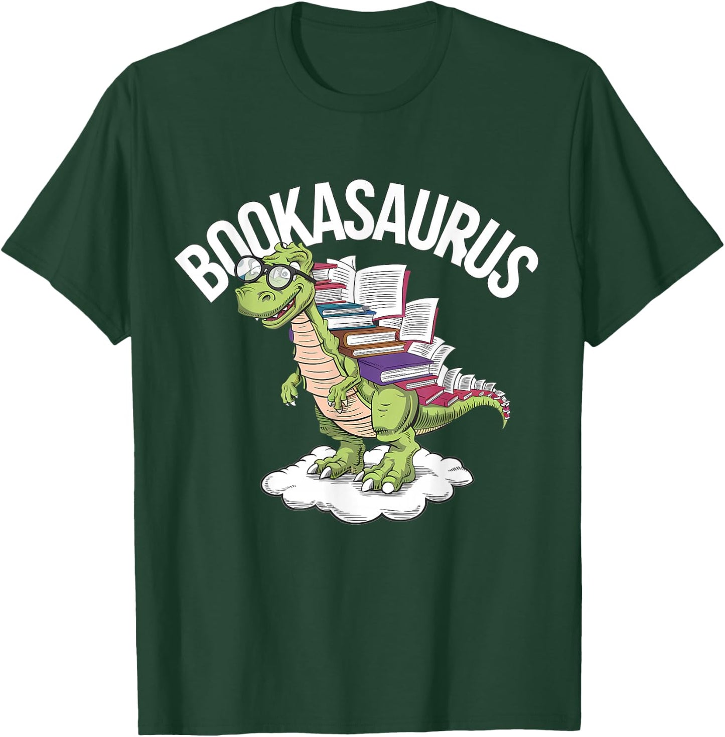 Book Dinosaur T-Rex Bookworm Dino Funny Book Reading T-Shirt - T-Shirt | Forest