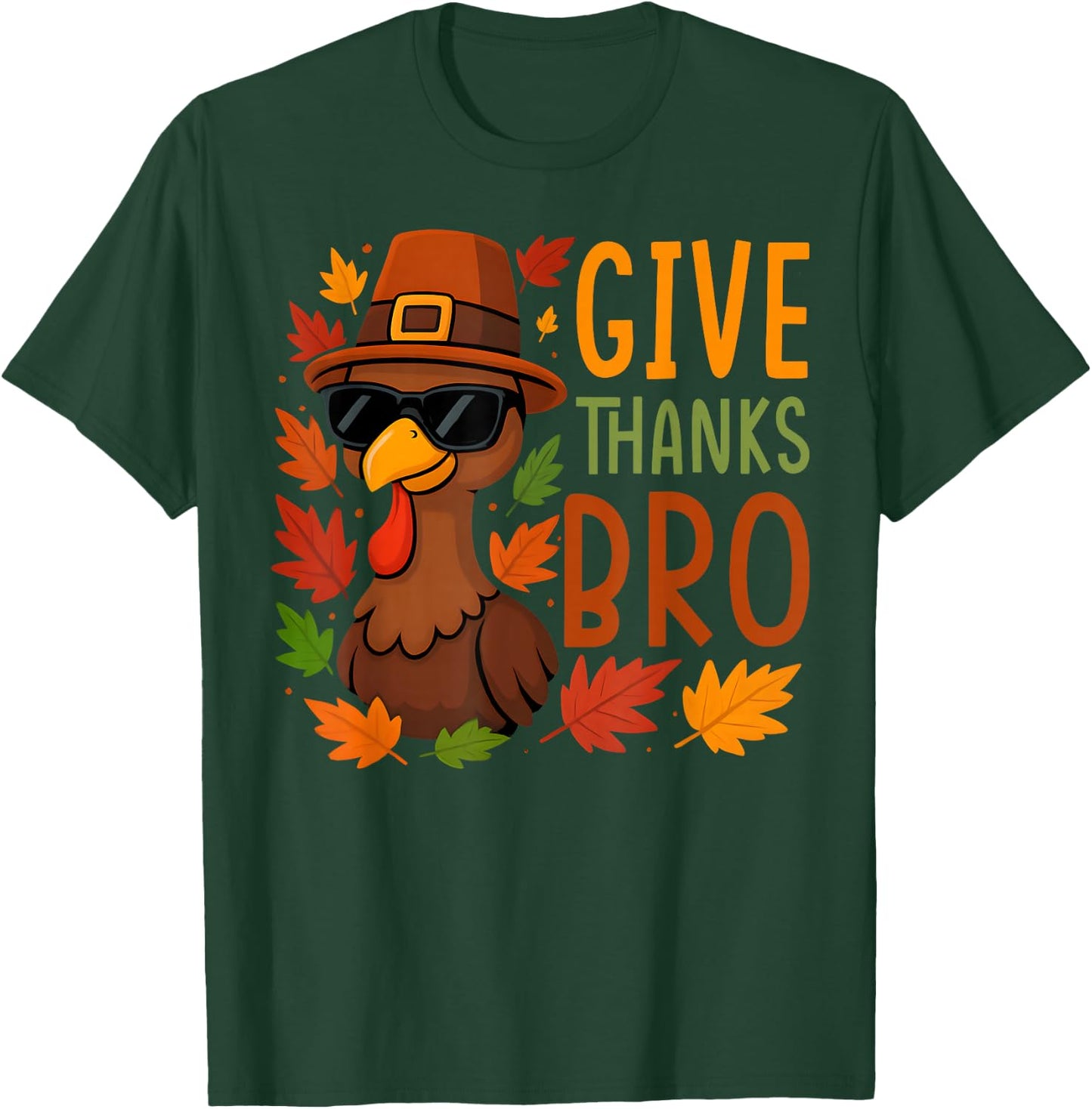 Give Thanks Bro Cute Turkey Thankful Thanksgiving Boys T-Shirt - T-Shirt | Forest