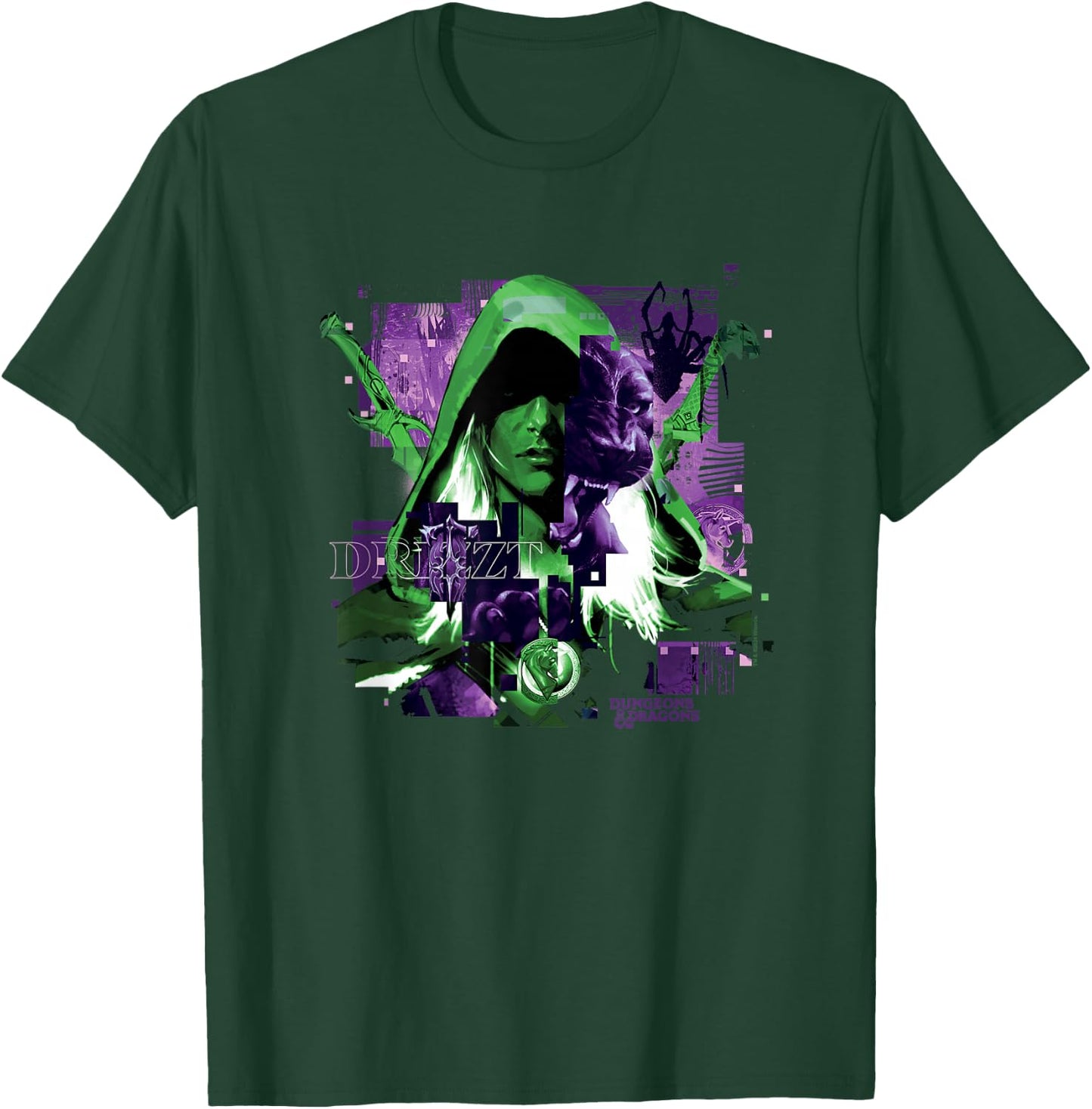 Dungeons & Dragons Drizzt Hooded Face Portrait Vintage T-Shirt - T-Shirt | Forest