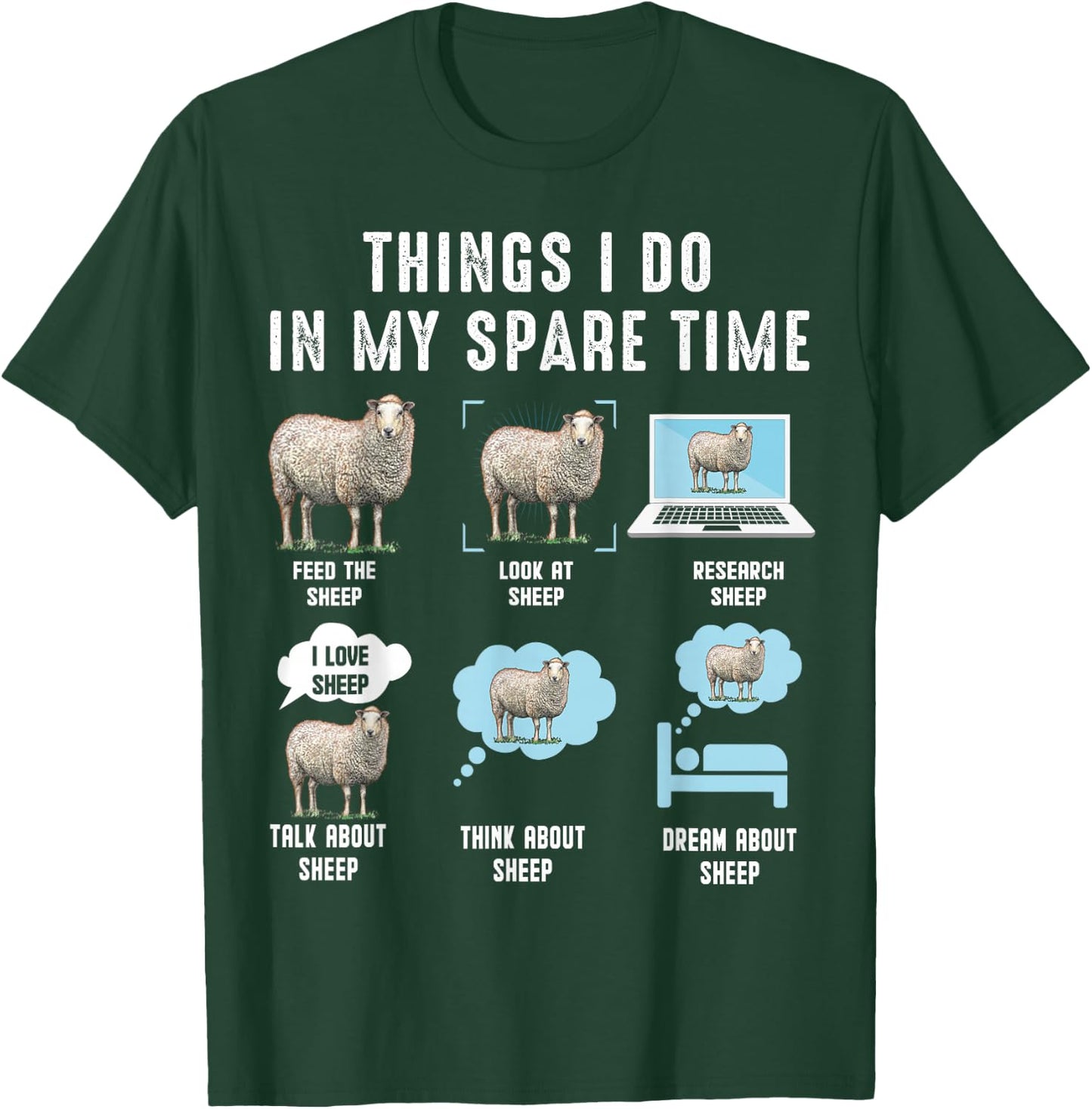 Things I Do In My Spare Time Sheeps funny sheep T-Shirt - T-Shirt | Forest