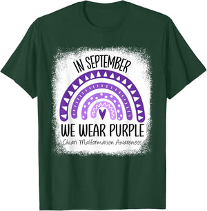 Rainbow September Wear Purple Chiari Malformation Awareness T-Shirt - T-Shirt | Forest
