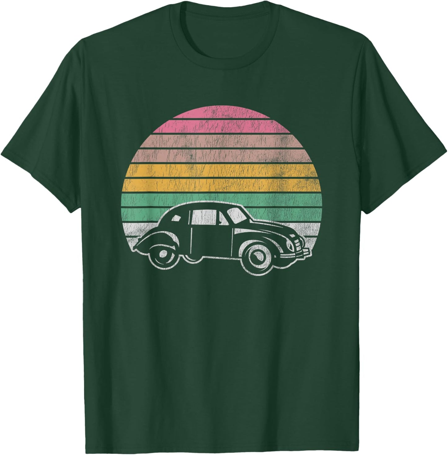 Classic Retro Car Nostalgic Sunset Scene T-Shirt - T-Shirt | Forest