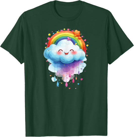 Colourful Proud Cloud with Rainbow , black T-Shirt - T-Shirt | Forest