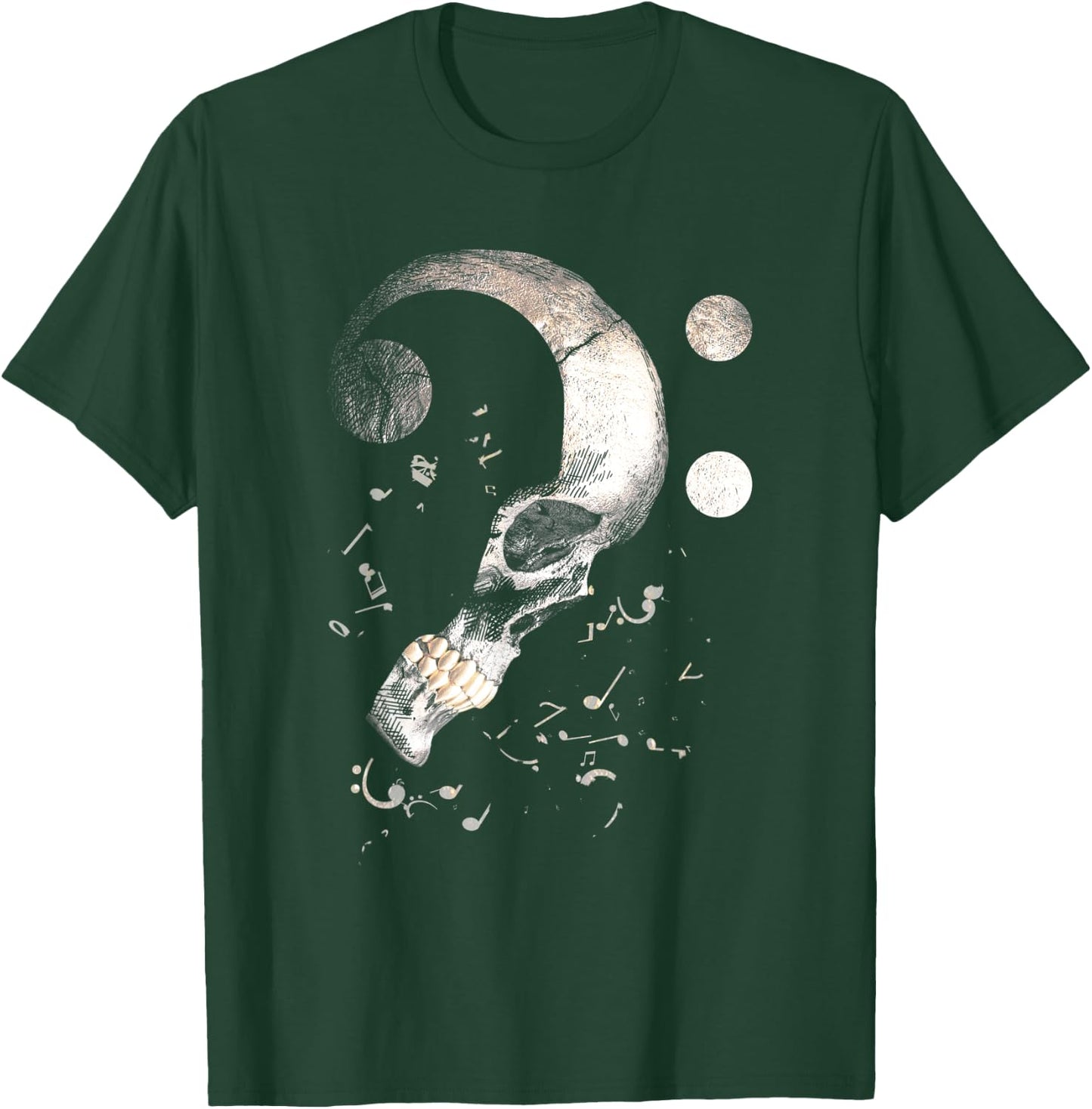 Vintage Bass Clef Skull Bass Guitar for Bassist Sheet Music T-Shirt - T-Shirt | Forest