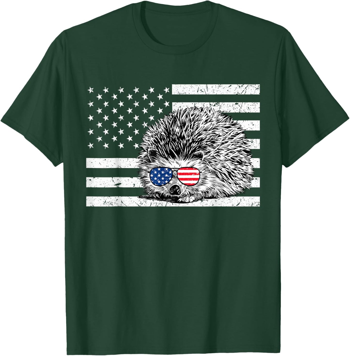 Hedgehog 4th of July Animal US American Flag Patriotic T-Shirt - T-Shirt | Forest