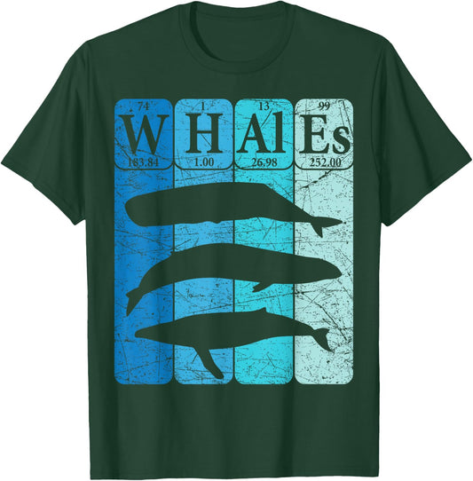 Whale Periodic Table Elements Retro Whale Cetology T-Shirt - T-Shirt | Forest