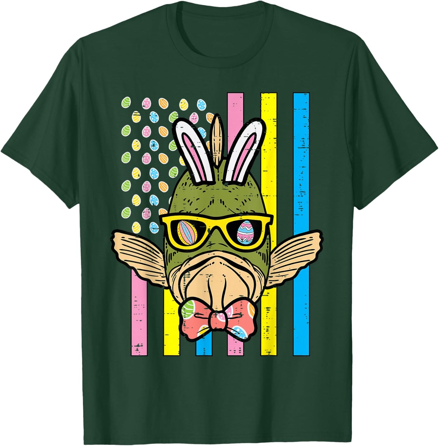 Easter Bunny Fish US Flag Funny Patriotic Men Boys Kids Teen T-Shirt - T-Shirt | Forest