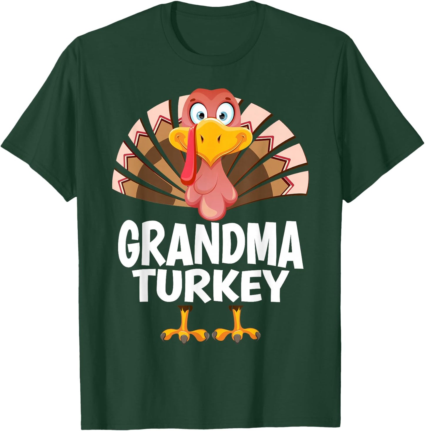 Thanksgiving Grandma Turkey Matching Pajama T-Shirt - T-Shirt | Forest