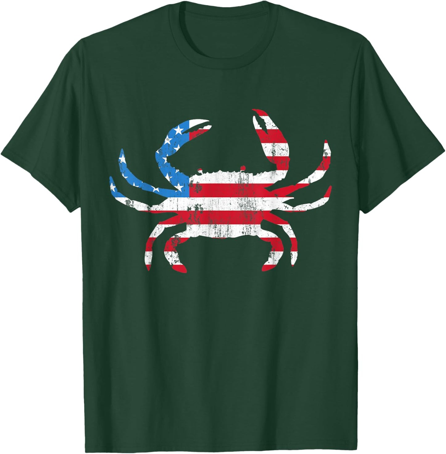 Crab Vintage American Flag T-Shirt - T-Shirt | Forest