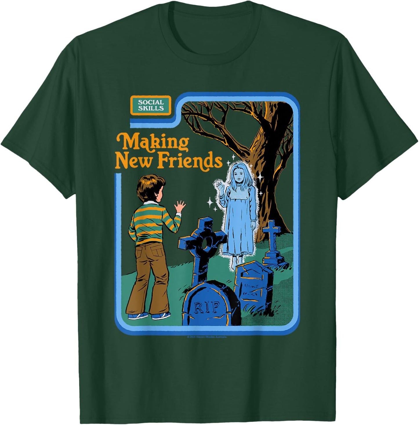 New Friends Ghost Sarcastic Retro Vintage Funny Adult Humor T-Shirt - T-Shirt | Forest