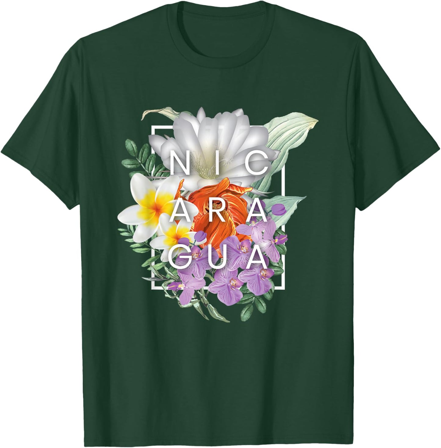 Flowers of Word Art Nicaragua - Nicaraguan Pride T-Shirt - T-Shirt | Forest