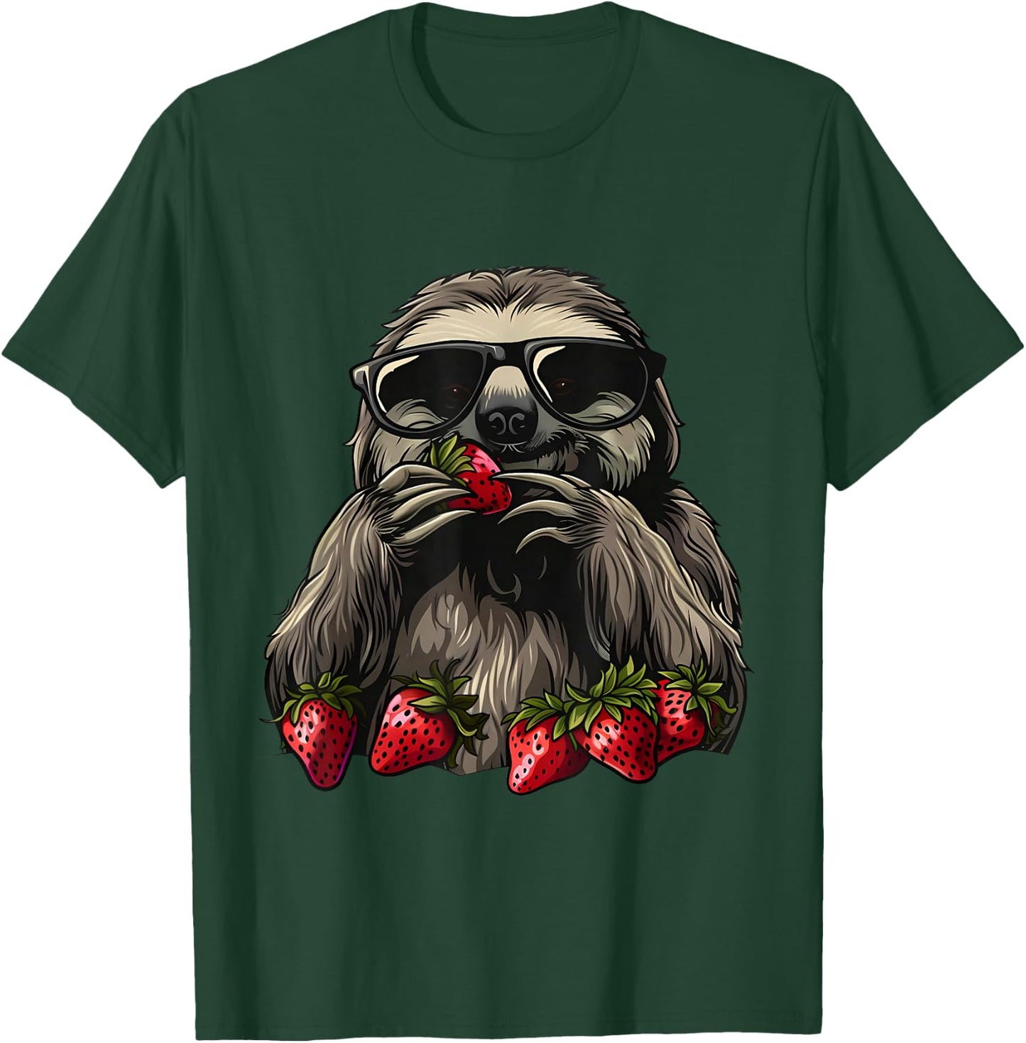 Strawberry Sloth Animal Art Motif Strawberries Cute Sloth T-Shirt - T-Shirt | Forest