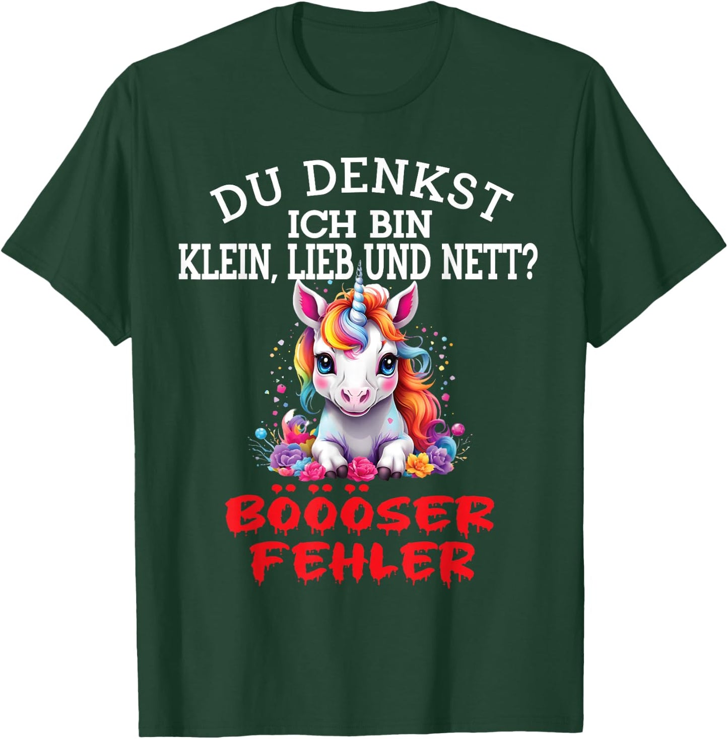 Du Denkst Ich Bin Klein Lieb Und Nett Cute Funny Unicorn , black T-Shirt - T-Shirt | Forest