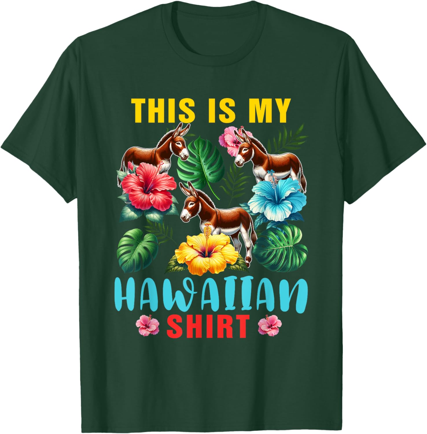 My Hawaiian Shirt Three Cute Donkeys Sunglasses Travel T-Shirt - T-Shirt | Forest