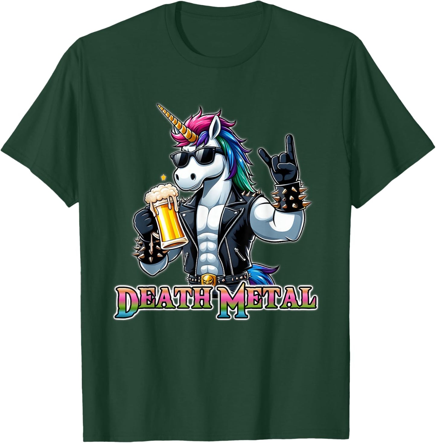 Unicorn Death Metal for Metal Fans , Black, S T-Shirt - T-Shirt | Forest