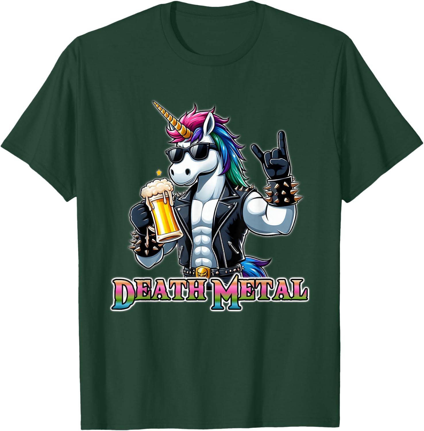 Unicorn Death Metal for Metal Fans , Black, S T-Shirt - T-Shirt | Forest