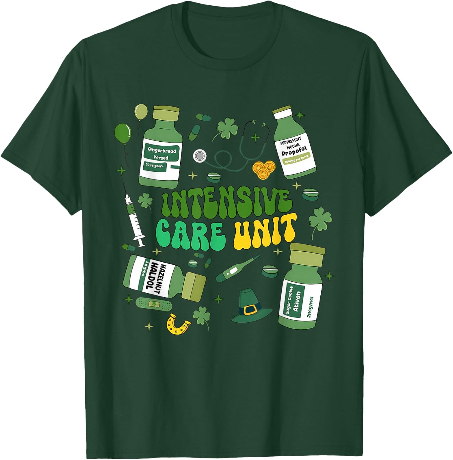 Intensive Care Unit St Patricks Day ICU Nurse Crew Lucky Day T-Shirt - T-Shirt | Forest