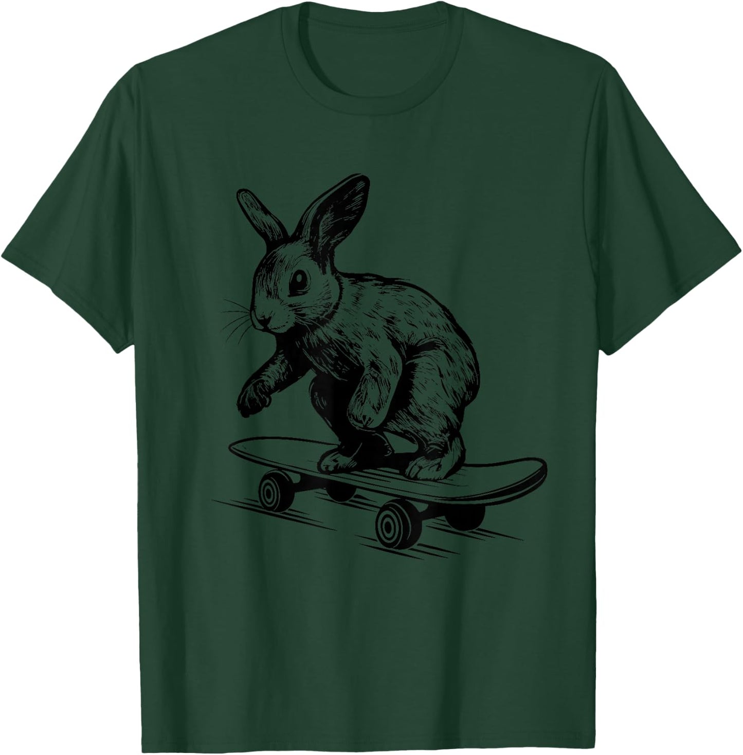 Rabbit Lover Bunny on Skateboard Easter Rabbit T-Shirt - T-Shirt | Forest