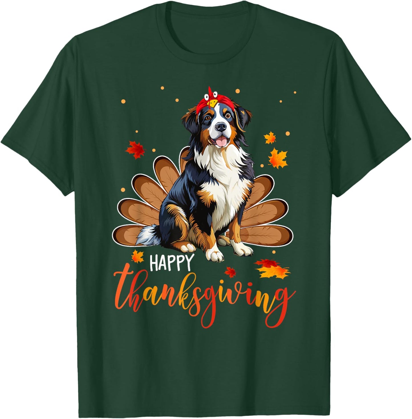 Cute Bernese Mountain Happy Thanksgiving turkey Dog T-Shirt - T-Shirt | Forest