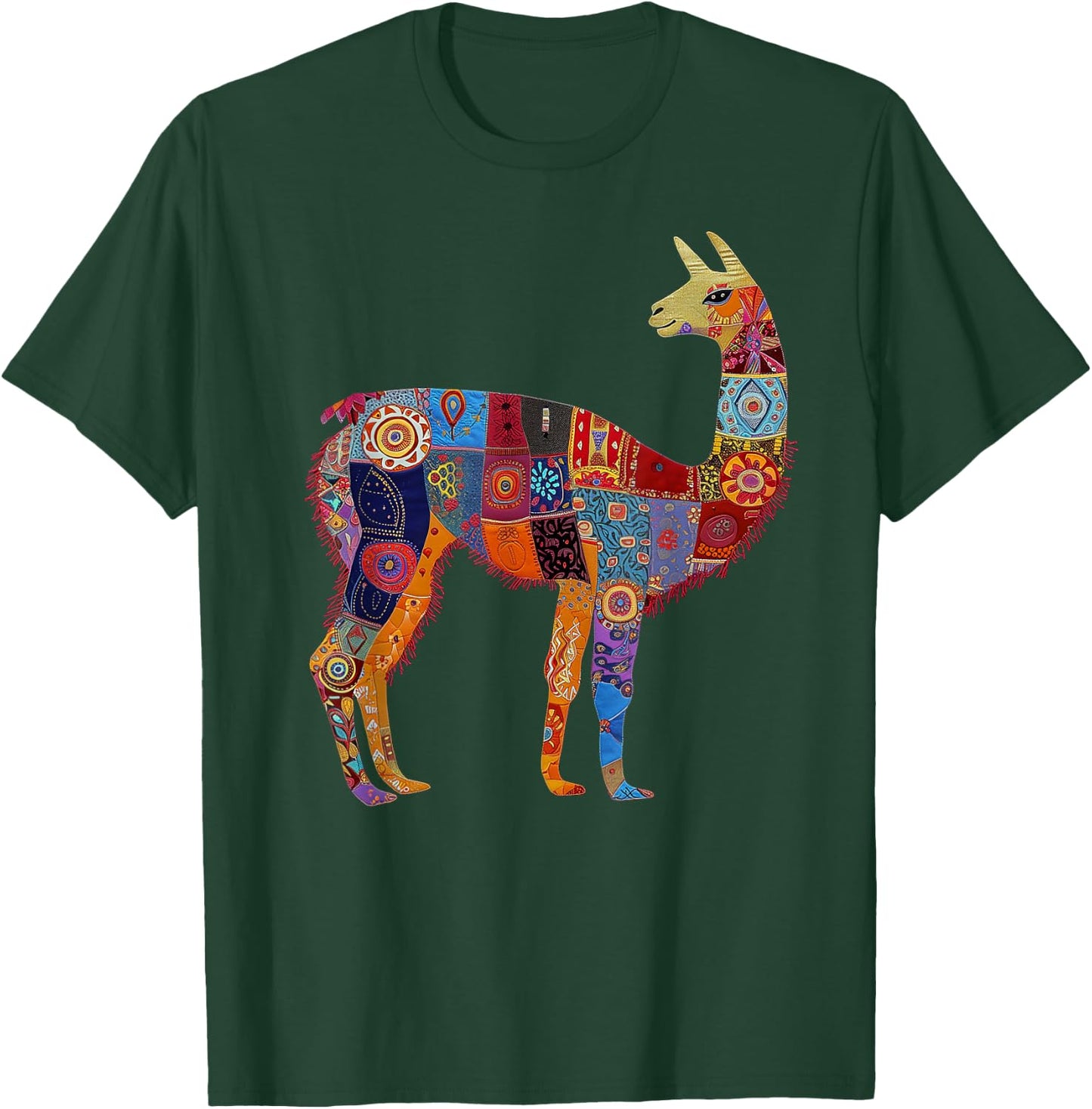 Peruvian Llama Alpaca Flowers Colourful Peru Souvenir T-Shirt - T-Shirt | Forest