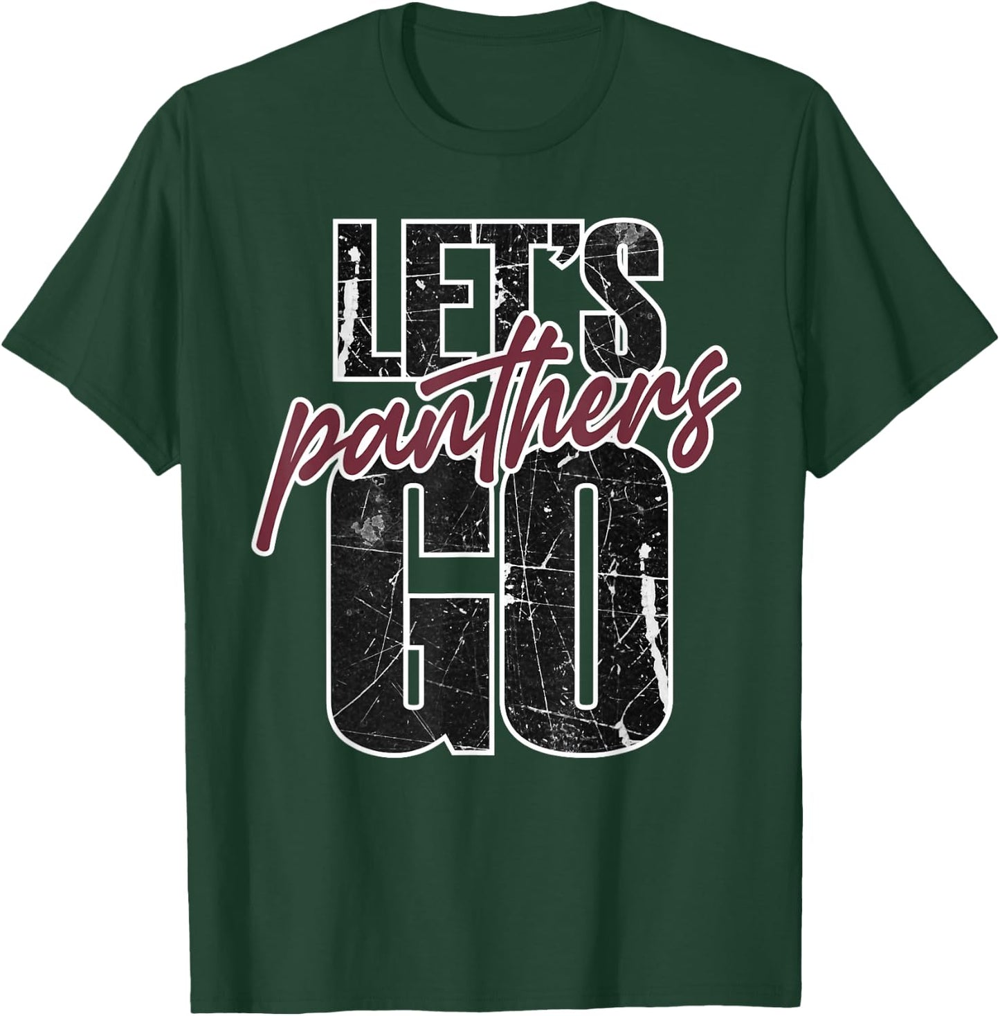 Lets Go Panthers Mascot School Spirit Maroon Panther Teacher T-Shirt - T-Shirt | Forest