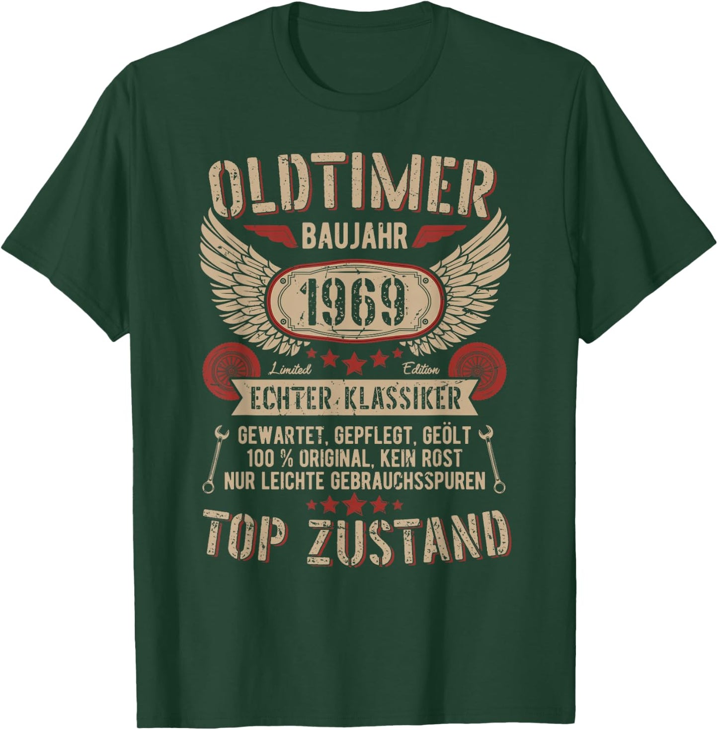 Oldtimer Baujahr 1969 Geboren Vintage Birthday Retro , black, s T-Shirt - T-Shirt | Forest