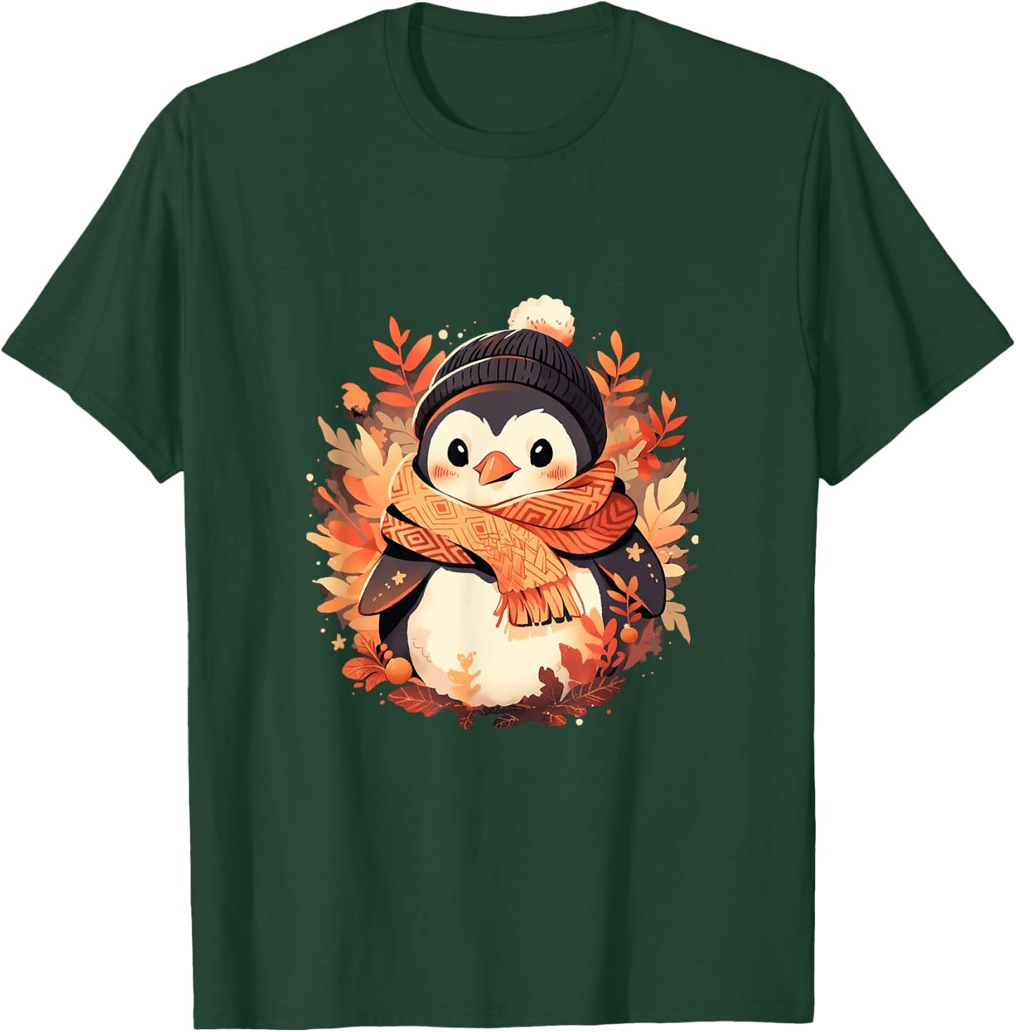 Fall Vibes Autumn Season Penguin Animal Kids Black Small T-Shirt - T-Shirt | Forest