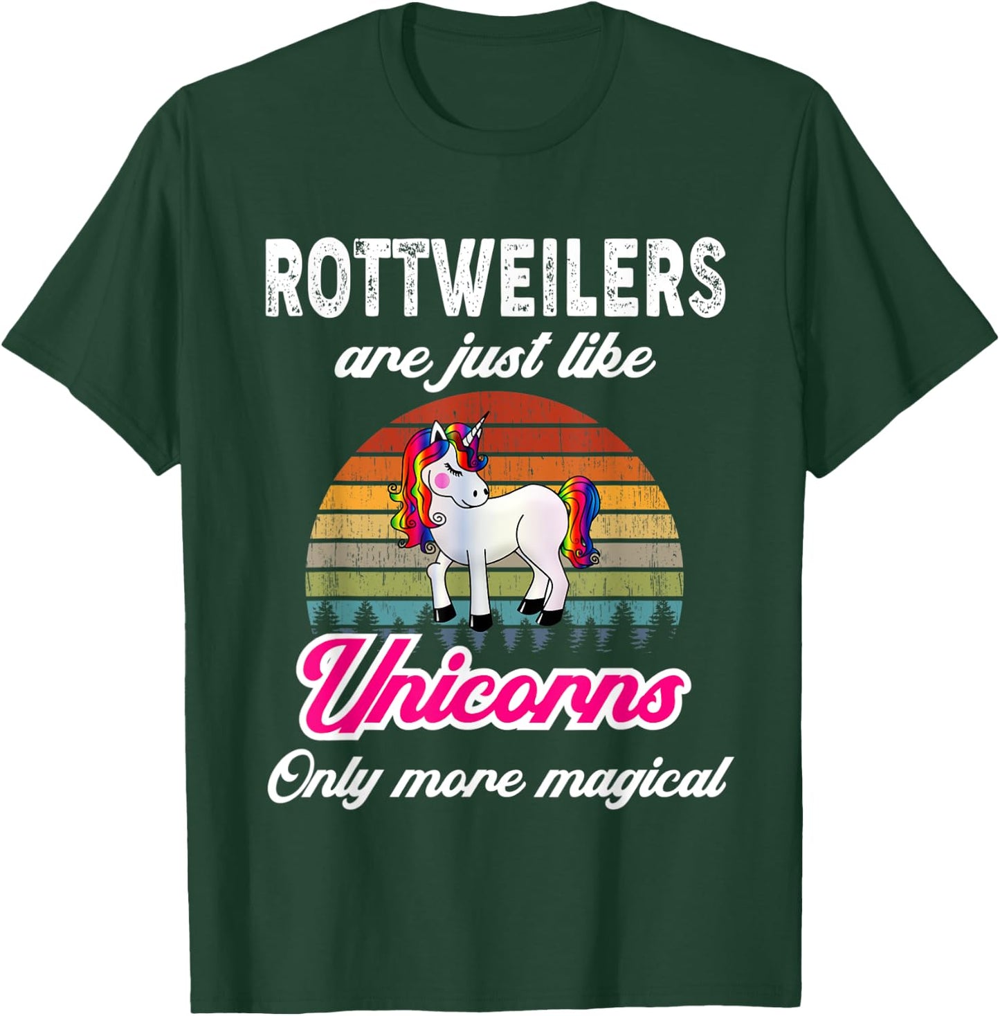 Lustiges Rottweilers Design / Retro Einhorn Vintage Sunset T-Shirt - T-Shirt | Forest