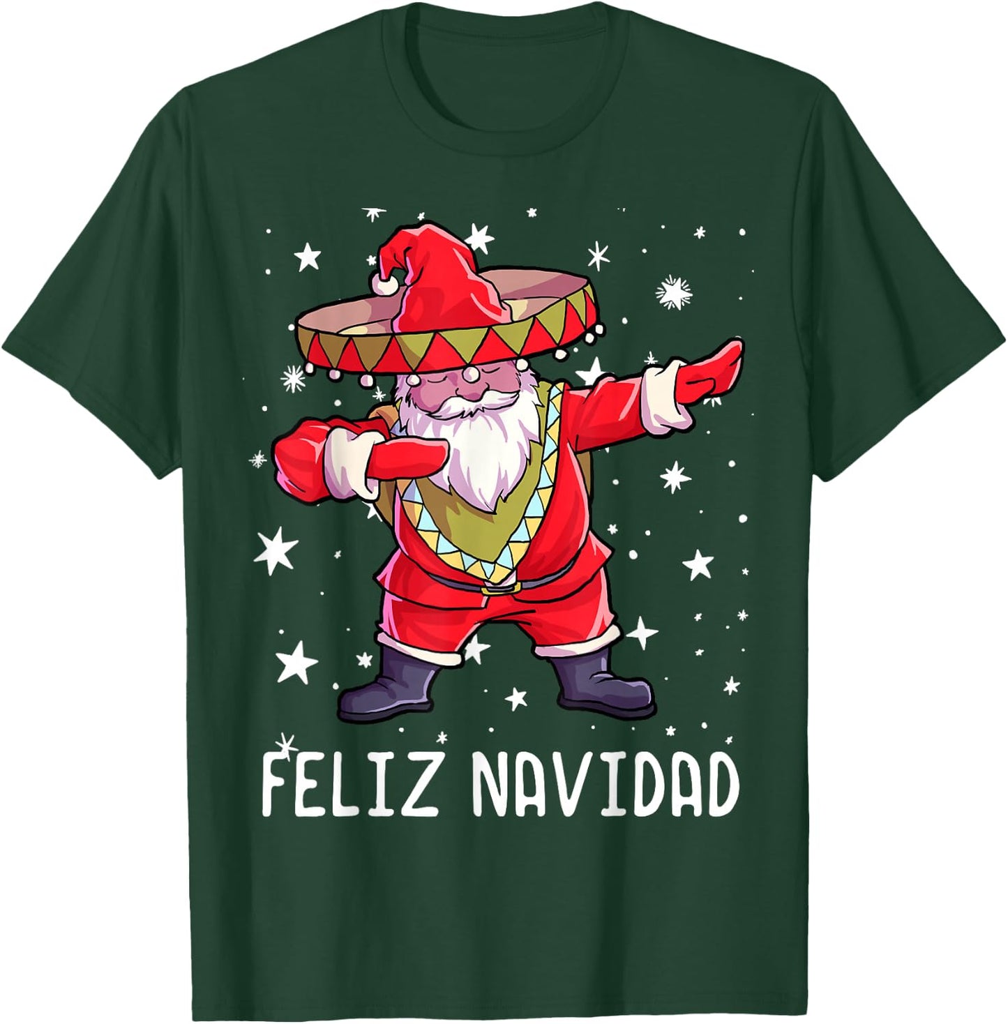 Christmas Sombrero Poncho Mexican Dabbing Santa T-Shirt - T-Shirt | Forest