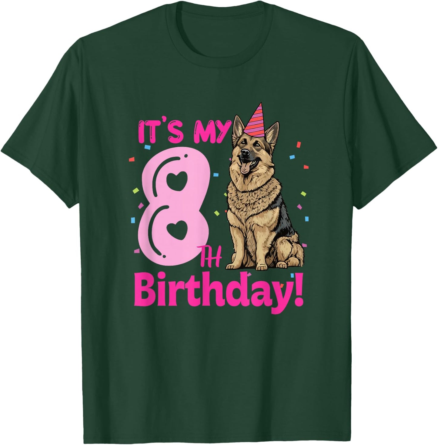It's My 8th Birthday German Shepherd Dog Lovers 8 Years Old T-Shirt - T-Shirt | Forest