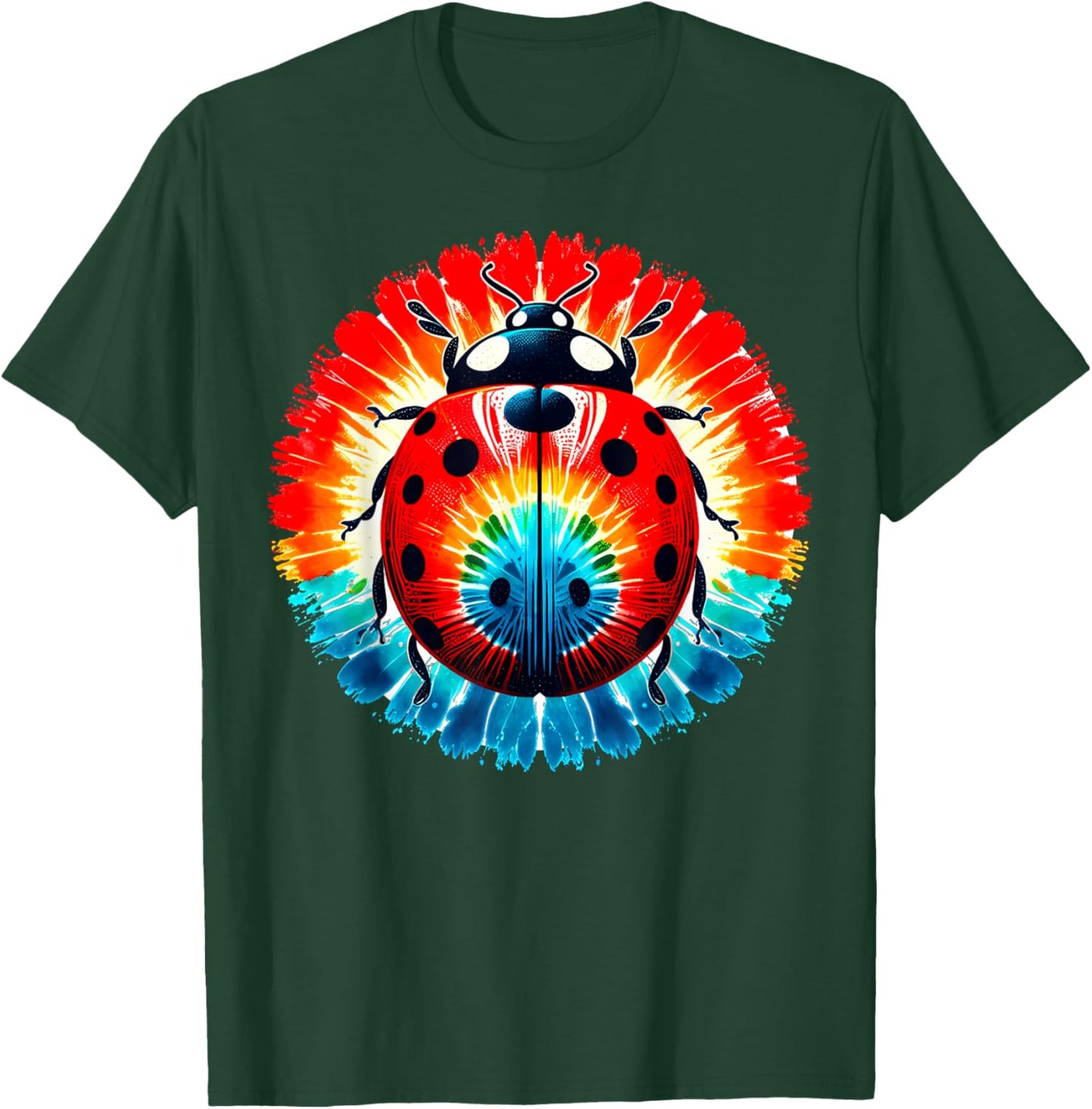 Cool Graphic Tie Dye Sunglasses Ladybug Illustration Art T-Shirt - T-Shirt | Forest