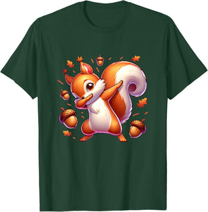 Kids Dabbing Red Squirrel Dancing Cute Animal Lover Girls Graphic T-Shirt - T-Shirt | Forest