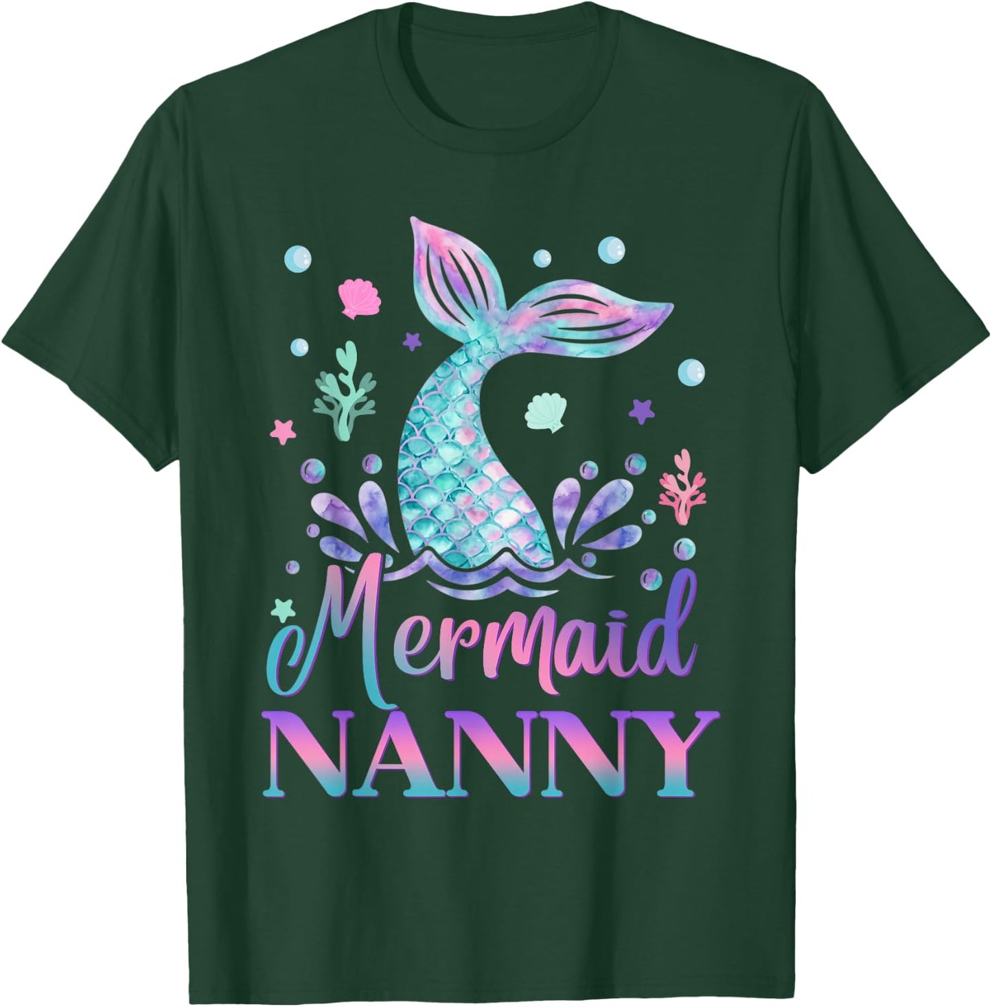 Birthday Mermaid Nanny Matching Family Bday Party T-Shirt - T-Shirt | Forest