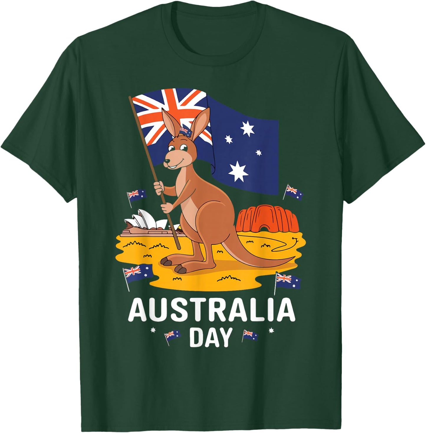 Australia Day Sydney Patriotic Kangaroo , Black, S T-Shirt - T-Shirt | Forest