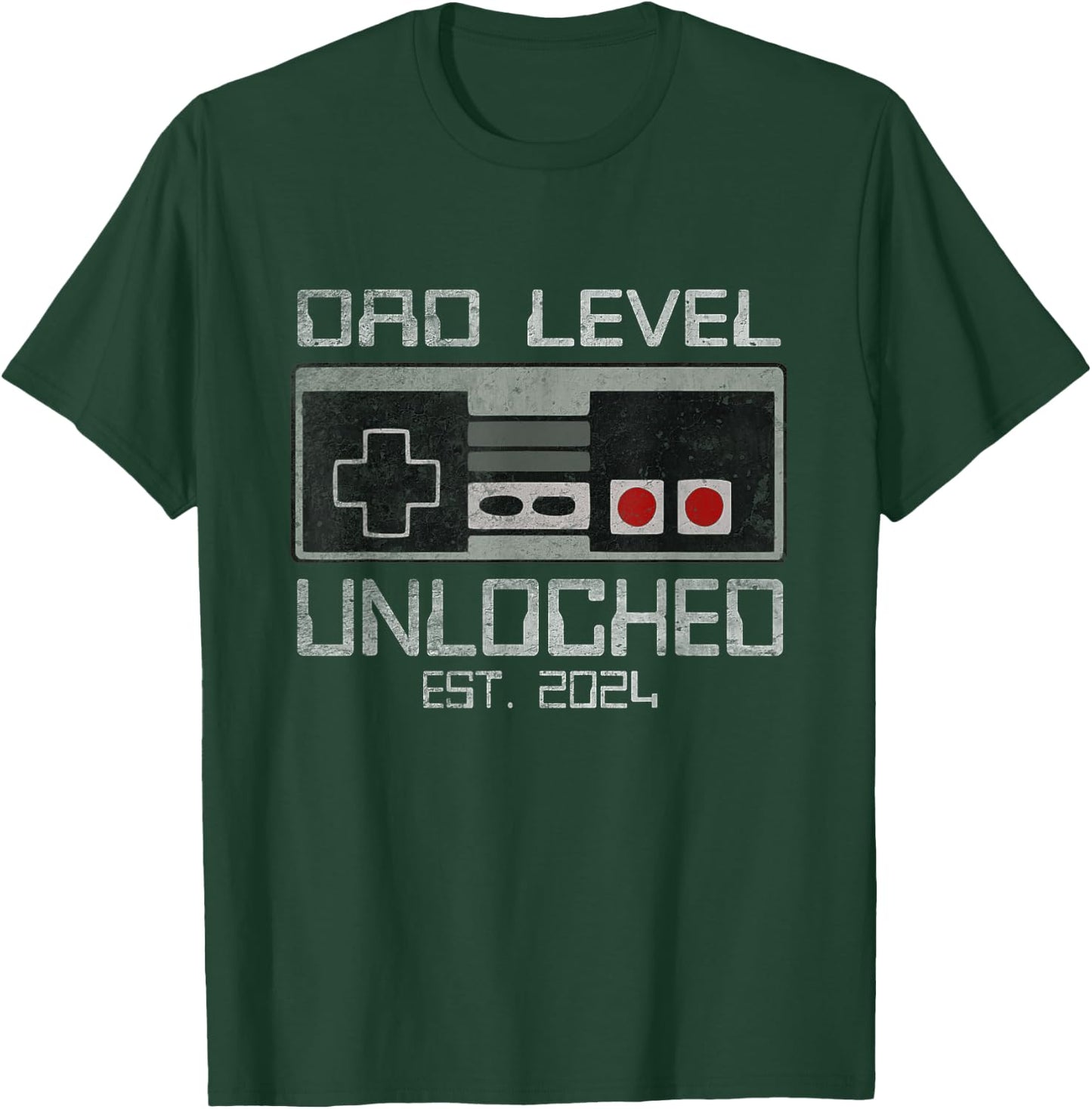 Dad Level Unlocked 2024 I Leveled Up To Soon To Be Gamer Dad T-Shirt - T-Shirt | Forest
