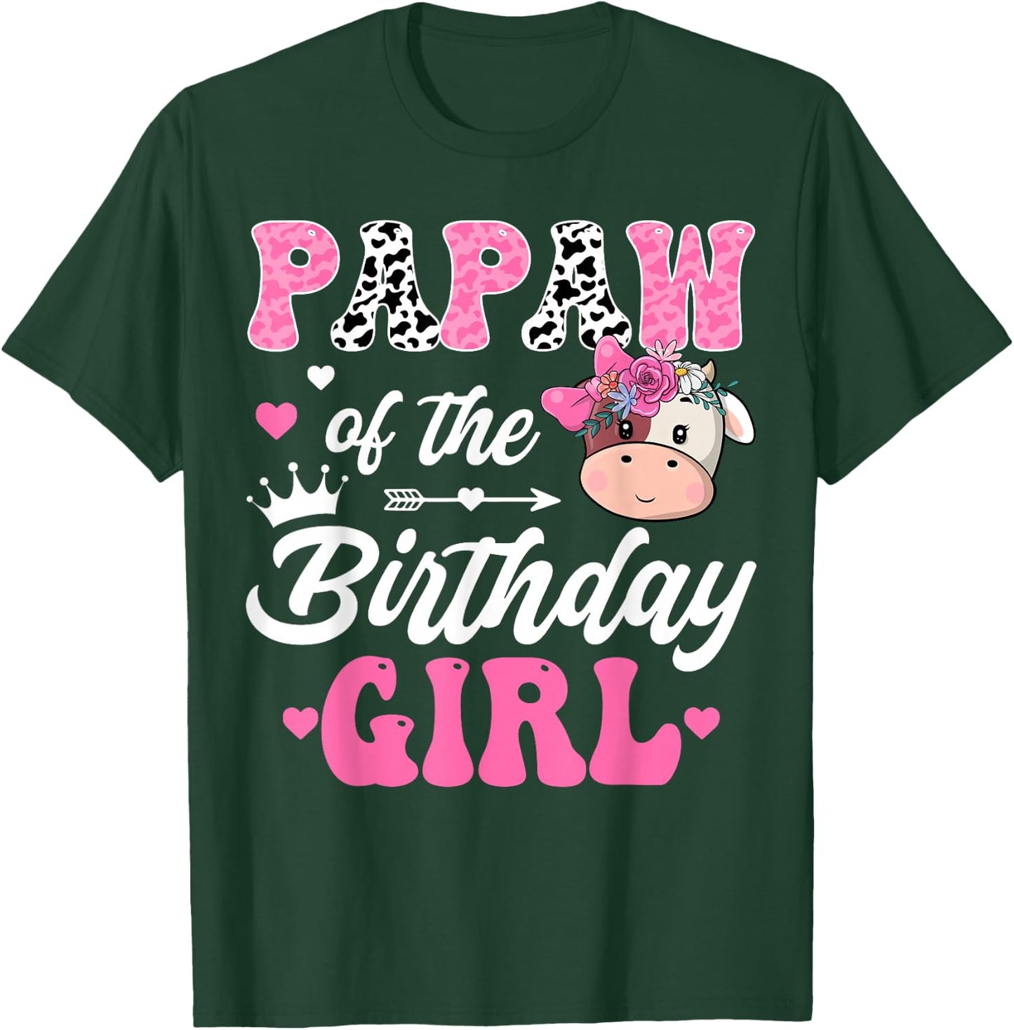 Papaw Of The Birthday Girl Farm Cow 1St Birthday Girl T-Shirt - T-Shirt | Forest