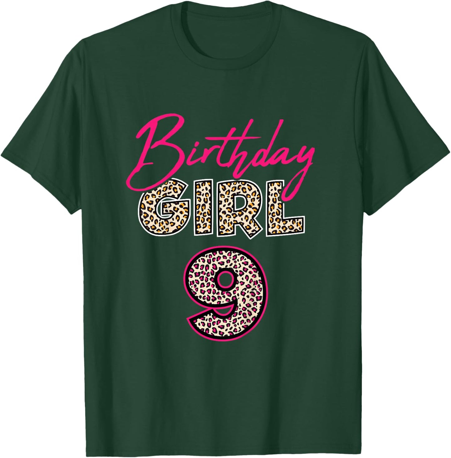 9th Birthday Girl Leopard 9 Years Old T-Shirt - T-Shirt | Forest