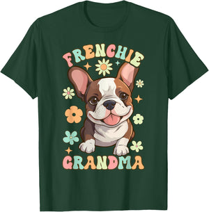 Frenchie Grandma Groovy Female Bulldog Lover French Bulldog T-Shirt - T-Shirt | Forest